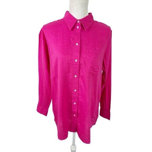Gap Women's M Linen Blend Button Up Shirt Pink NWT 0151 - Picture 1 of 16